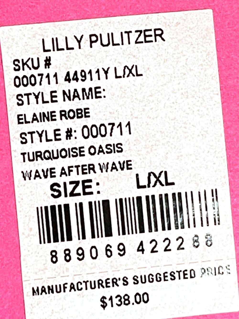 NWT Lilly Pulitzer Elaine Velour Robe Turquoise Oasis Wave After Wave - Picture 5 of 5